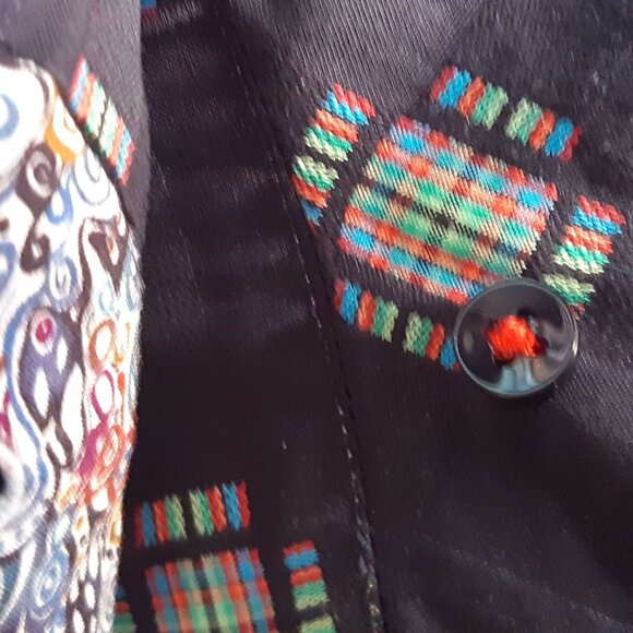 Lipson SZ LG Button Down Men's Shirt 100% Cotton Navy with Red & Green Accents - Picture 8 of 15